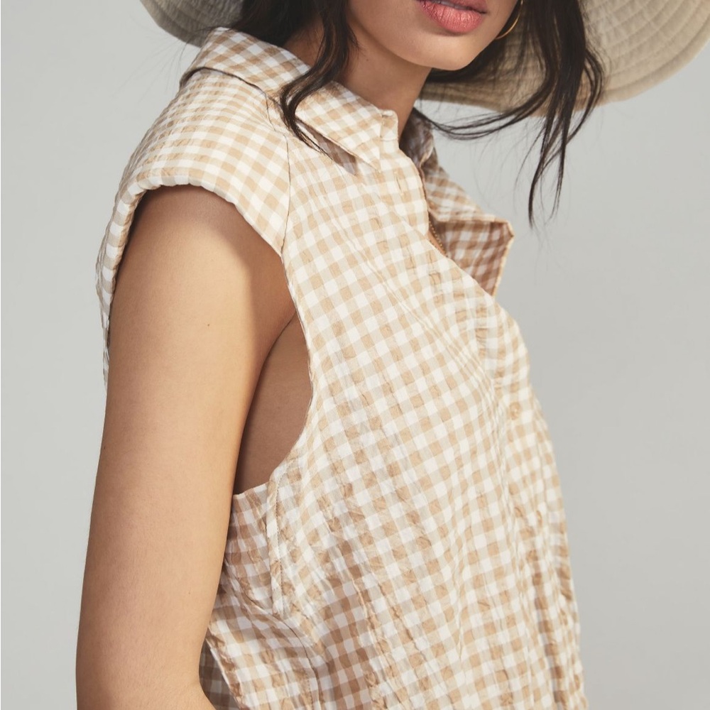 Maeve Gingham Sleeveless Buttondown